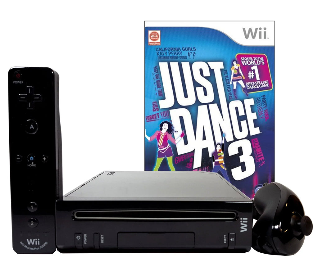 Black Restored Motion Nintendo Wii (Refurbished) Just with Plus Dance 3 Console
