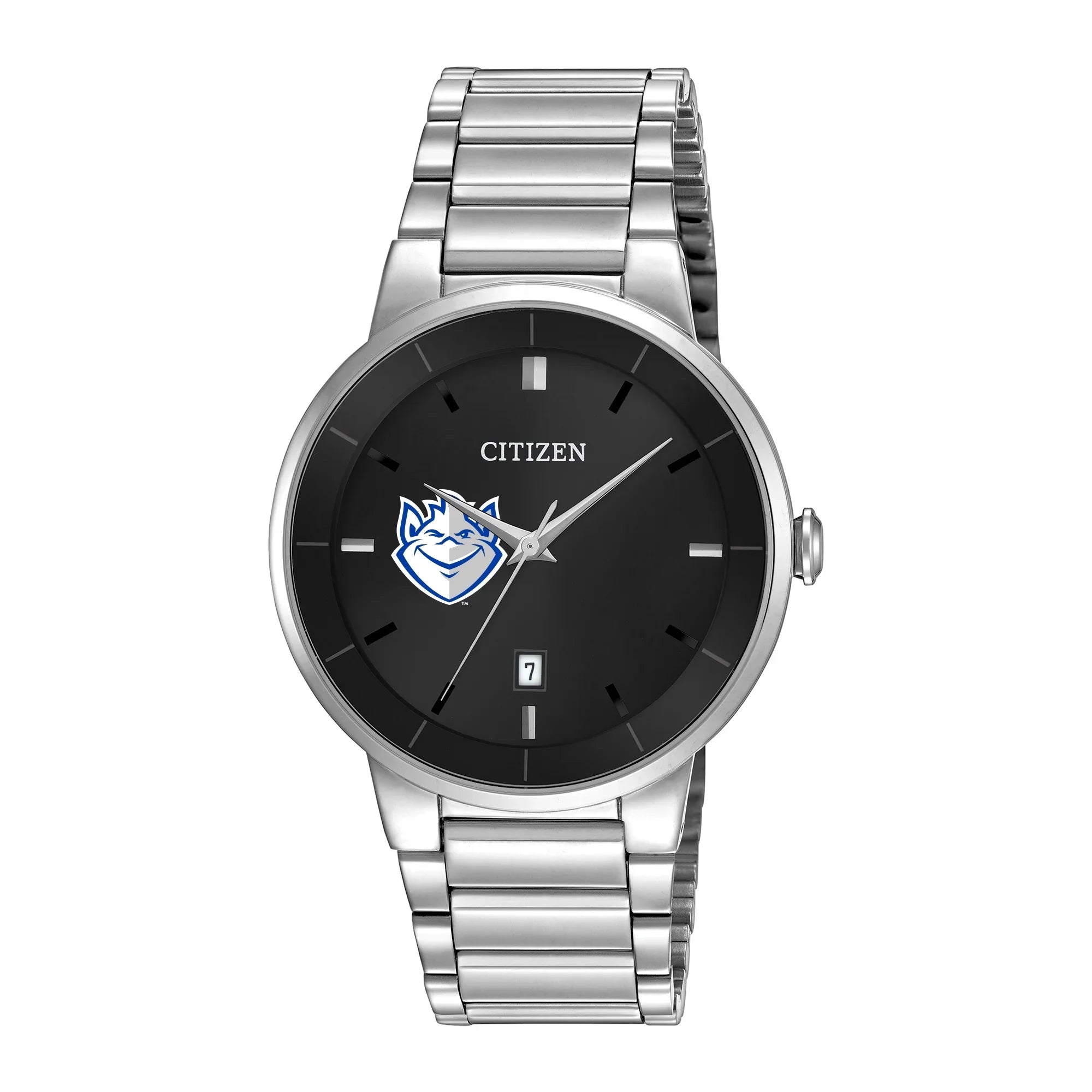 Louis Saint Watch Black Dial Silver Men's Citizen Billikens Steel Stainless Watch