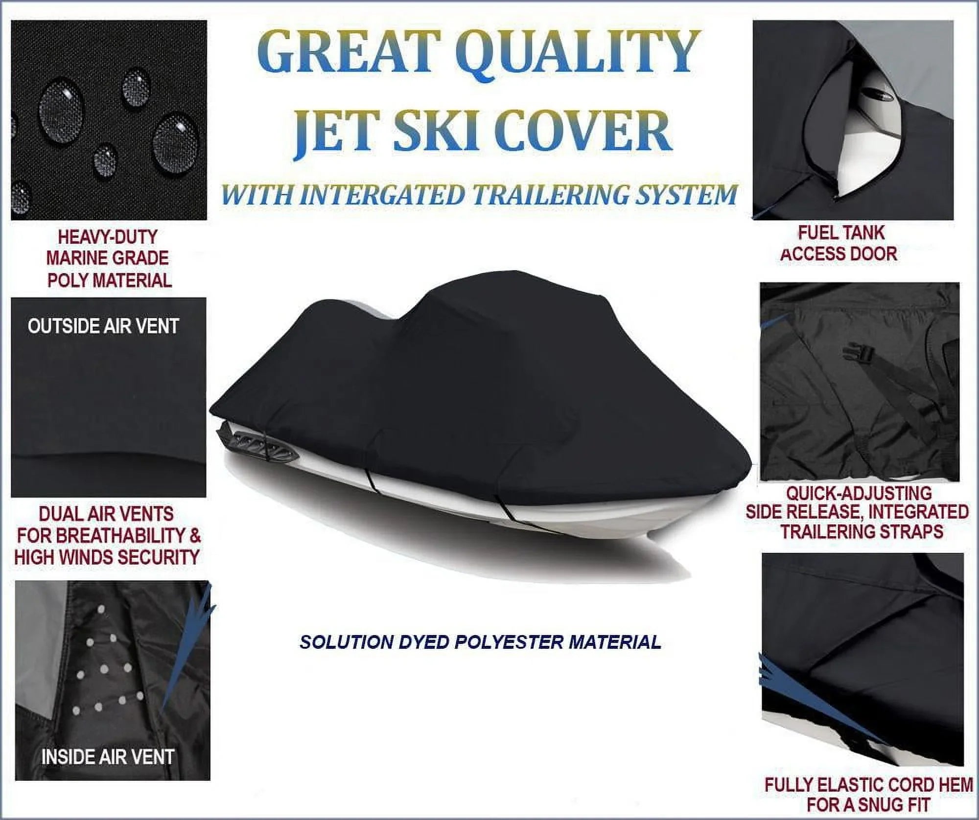 2008 SKI 600D PWC 2007 2009 Sea 155 SE GTI for BLACK Sea-Doo Cover 2010 JET Compatible Bombardier Doo