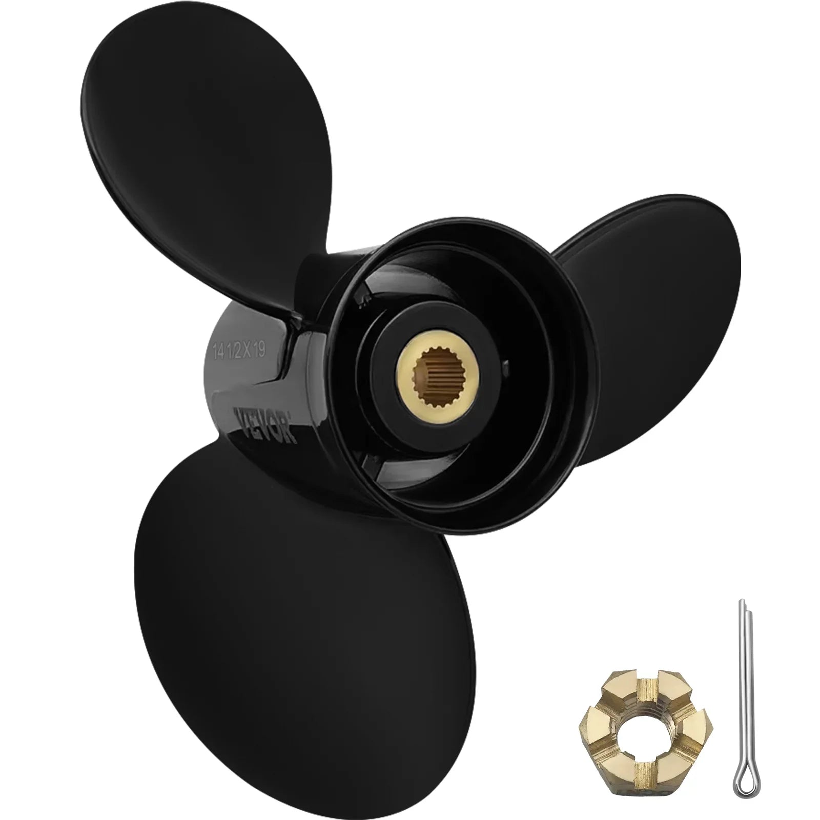 x SX Propeller, 3817468, Right-handed Replace OEM Boat Sterndrives 14.5" 3-Blade Teeth Compatible Outboard with for Penta Spline Propeller, Outboard Engine, 19 & Aluminium?Propeller VEVOR Volvo 19"