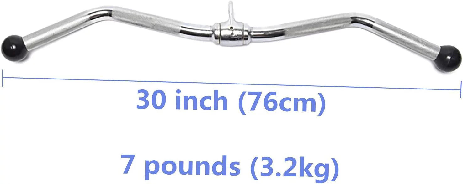 Hanger, Attachment, Accessories Machine Attachments, Down Curl with Lat Machine Pulldown Down Pull Tricep Knurled Lat Grip Cable 30" Long Bar Revolving Press Lat Cable Equipment Bar & Gym Bar