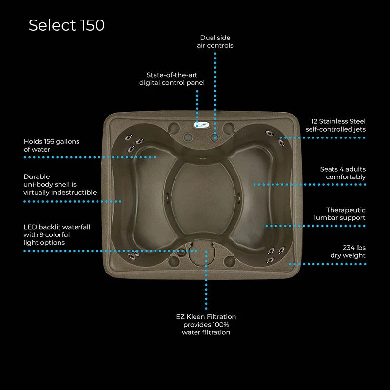 Tub Keystone Ozone 150 Spa Premium By Play LED Spas Tub Cover, and Waterfall, 4-Person and 12 Jets, & Jacuzzi? Aquarest Hot Plug Powered