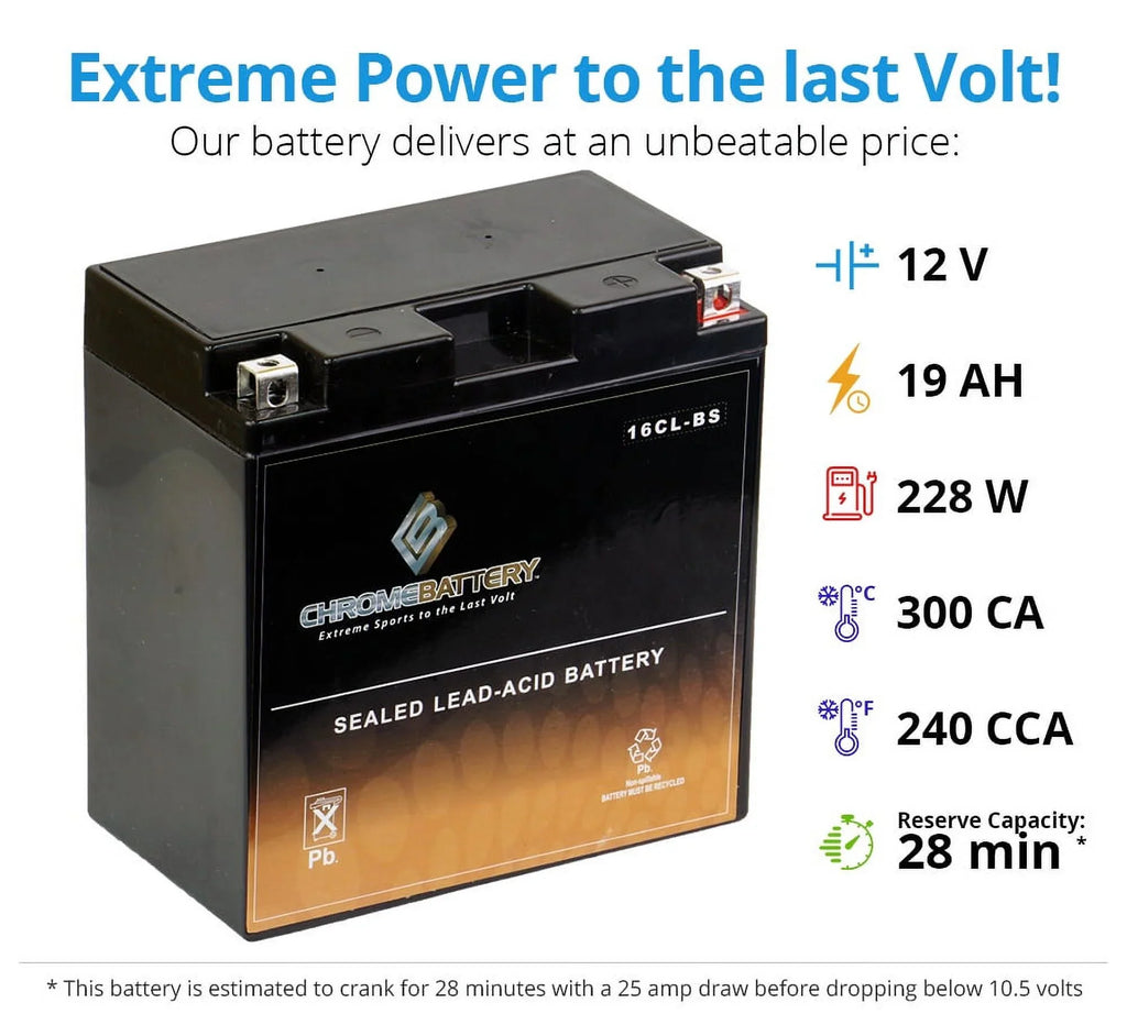 Xir, Kawasaki Battery for Battery Sts Ski 94-'95 Yb16cl-bs Jt750 Chrome Cc Jet St,
