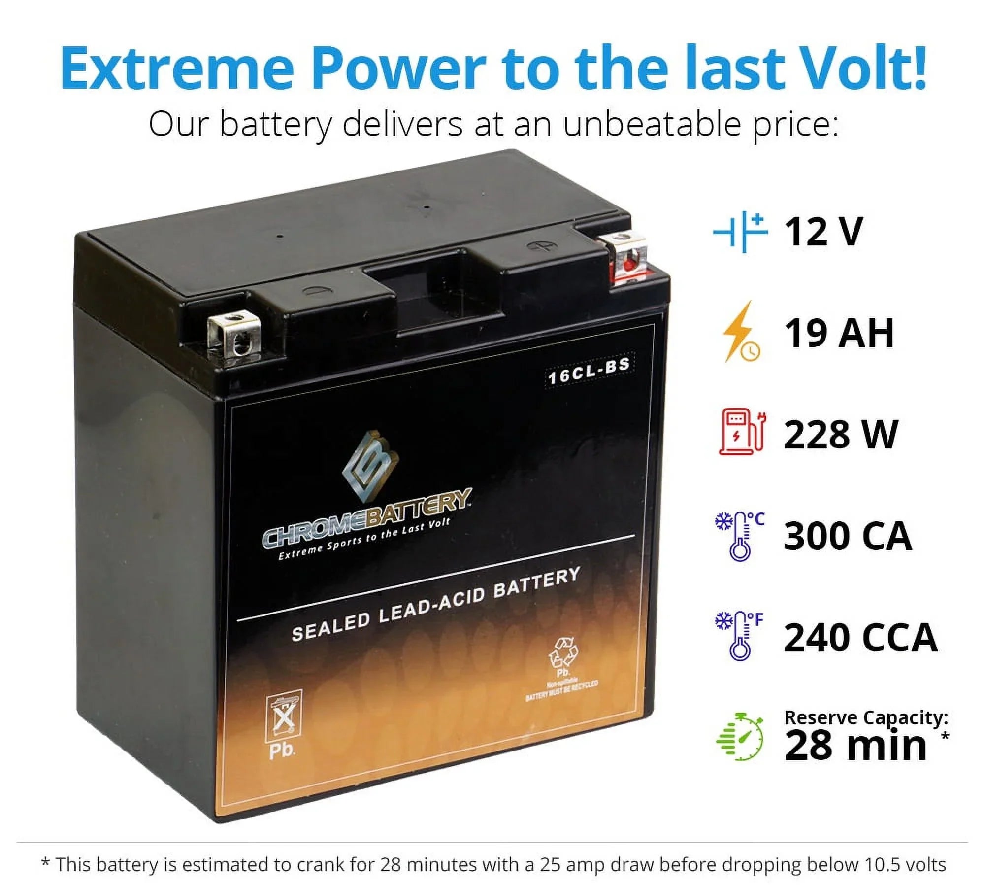 Xir, Kawasaki Battery for Battery Sts Ski 94-'95 Yb16cl-bs Jt750 Chrome Cc Jet St,