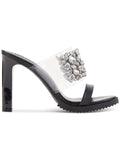 Embellished 5.5 Leather Heeled Bedika Sandal On Dress KARL Toe PARIS Womens LAGERFELD Black Slip Open