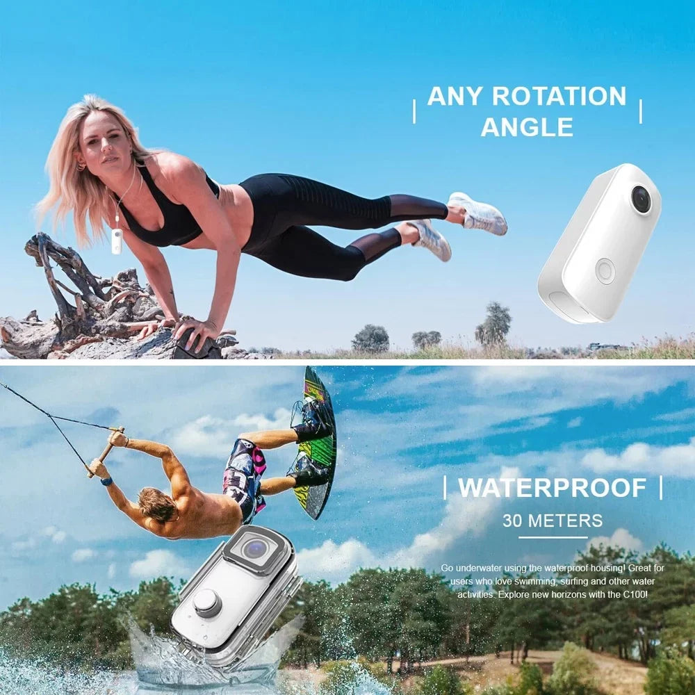 30M Sharing Lanyard Built-in Clip Waterproof Connection C100 1080P30fps Case Battery Action SJCAM Magnetic WiFi Back Waterproof Digital APP Video with Body