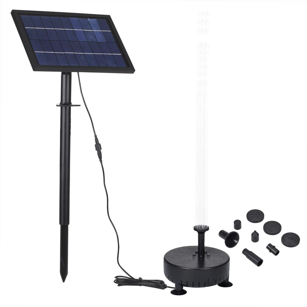 Water Water Solar Pond Pump Patio Pump Birdbath Panel Tank for 10V/8W Adjustable Fountain Panel Pump Solar with Lawn Small Fish Fountain Garden Pool Kit Powered Outdoor DIY Fountain