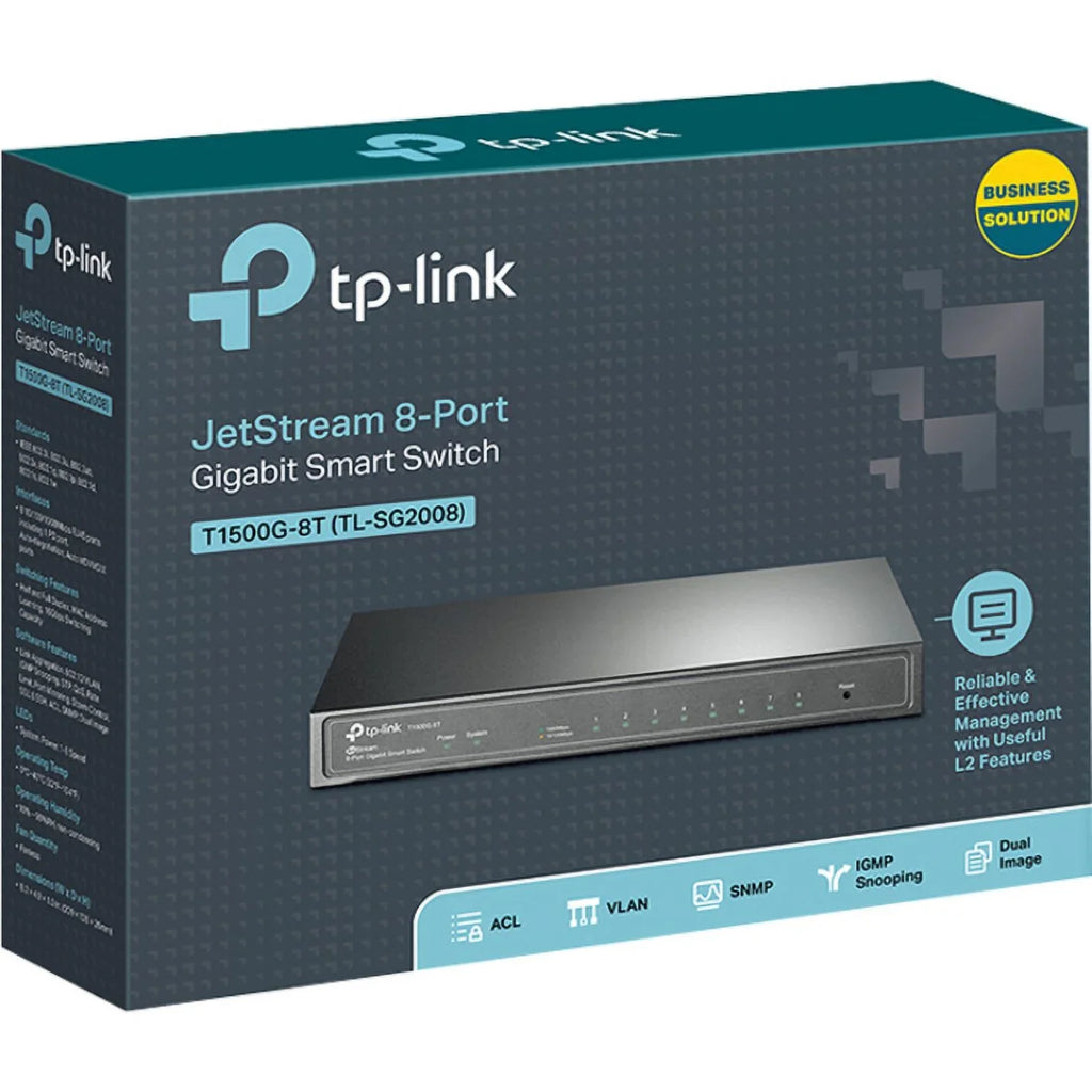 JetStream - desktop (1 x 10/100/1000 TP-Link Switch - - 8 PoE+ - T1500G-8T managed - PoE+)