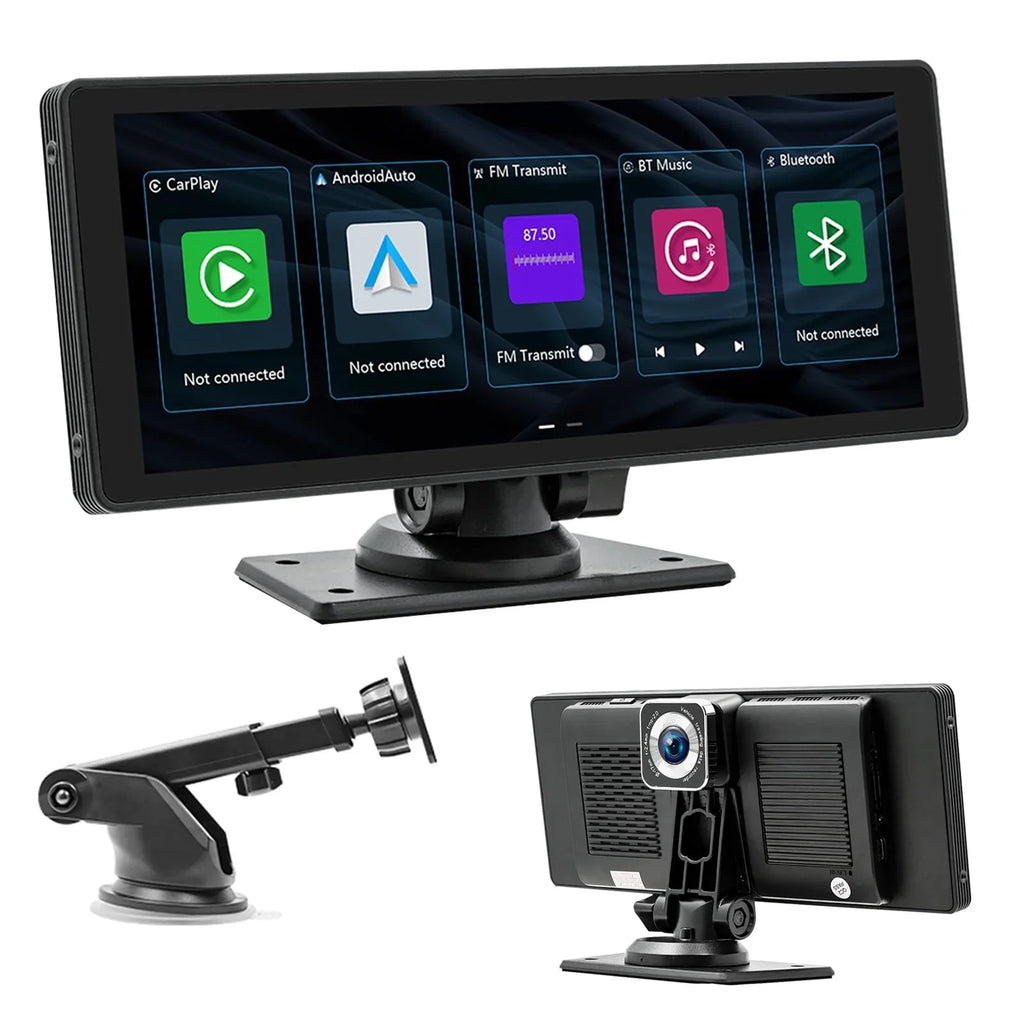 Carplay Auto Car Wireless Touchscreen, Portable IPS Dash Camera, Cam Backup Adjustable & 2.5K & Android Radio Bluetooth, Navigation, 1080P Mount, CAIHONG with GPS Stereo, Screen Detachable & HD 10.26"