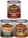 28oz to All Food Life Keystone Ready Cans Combo Natural Pork of (6 Cans Survival Chicken - Beef, eat Long 2 Camping Emergency Each) and Shelf