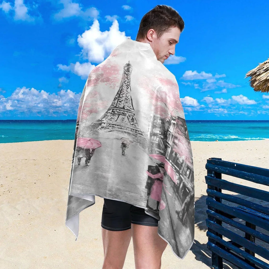 Paris Bestwell Bath Romantic Towel Lightweight Beach Towel Free Swim Blanket, Eiffel Oversized Pool Sand Tower Yoga Thin Shower Towel Dry Towel, Microfiber 30¡±X60¡± Quick Multipurpose