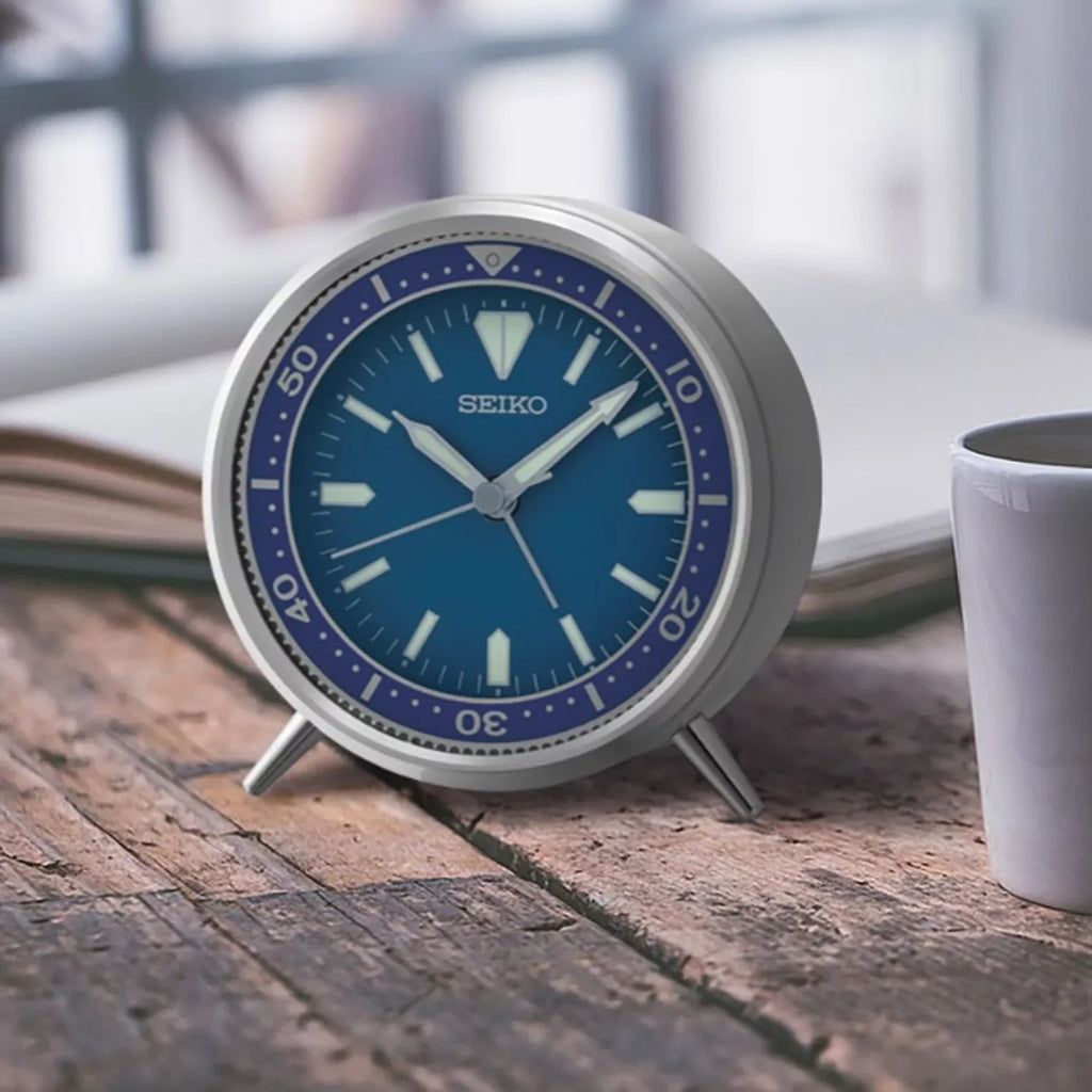 Mai Blue inch Case QXE065LLH Seiko Quartz Beep Analog Arabic Alarm Clock T 4 Metal