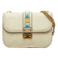 Bag Valentino Studded Leather Shoulder Women's Ivory (Good) Pre-Owned VALENTINO Chain
