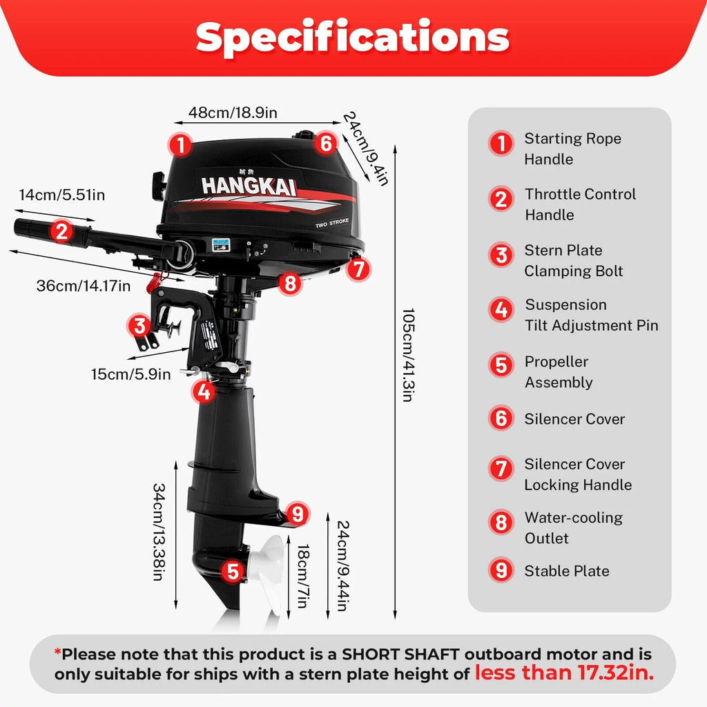 Inflatable Hp Motor Outboard 6 Boat Motor Fishing System 2-Stroke Water CNCEST Cooling Engine