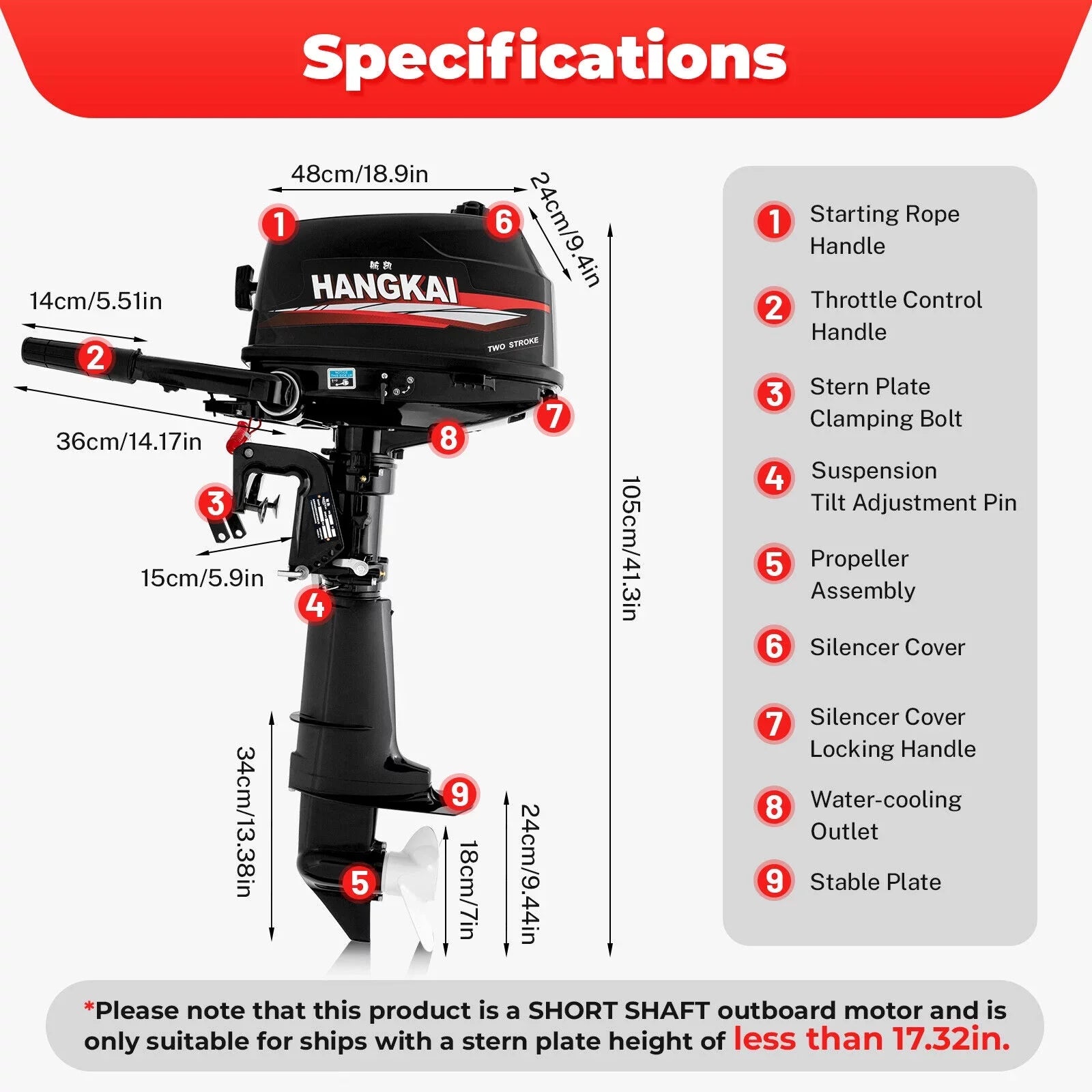 Inflatable Hp Motor Outboard 6 Boat Motor Fishing System 2-Stroke Water CNCEST Cooling Engine