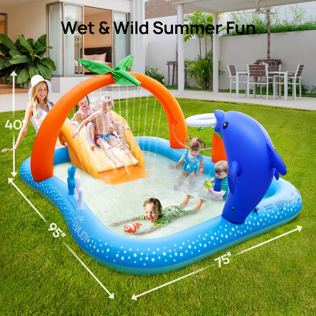 95 Kids, Rectangular Sable Backyard, Above Pool Pool, for 40in Swimming Inflatable Family, Outdoor Toddlers, x 75 Ground, x