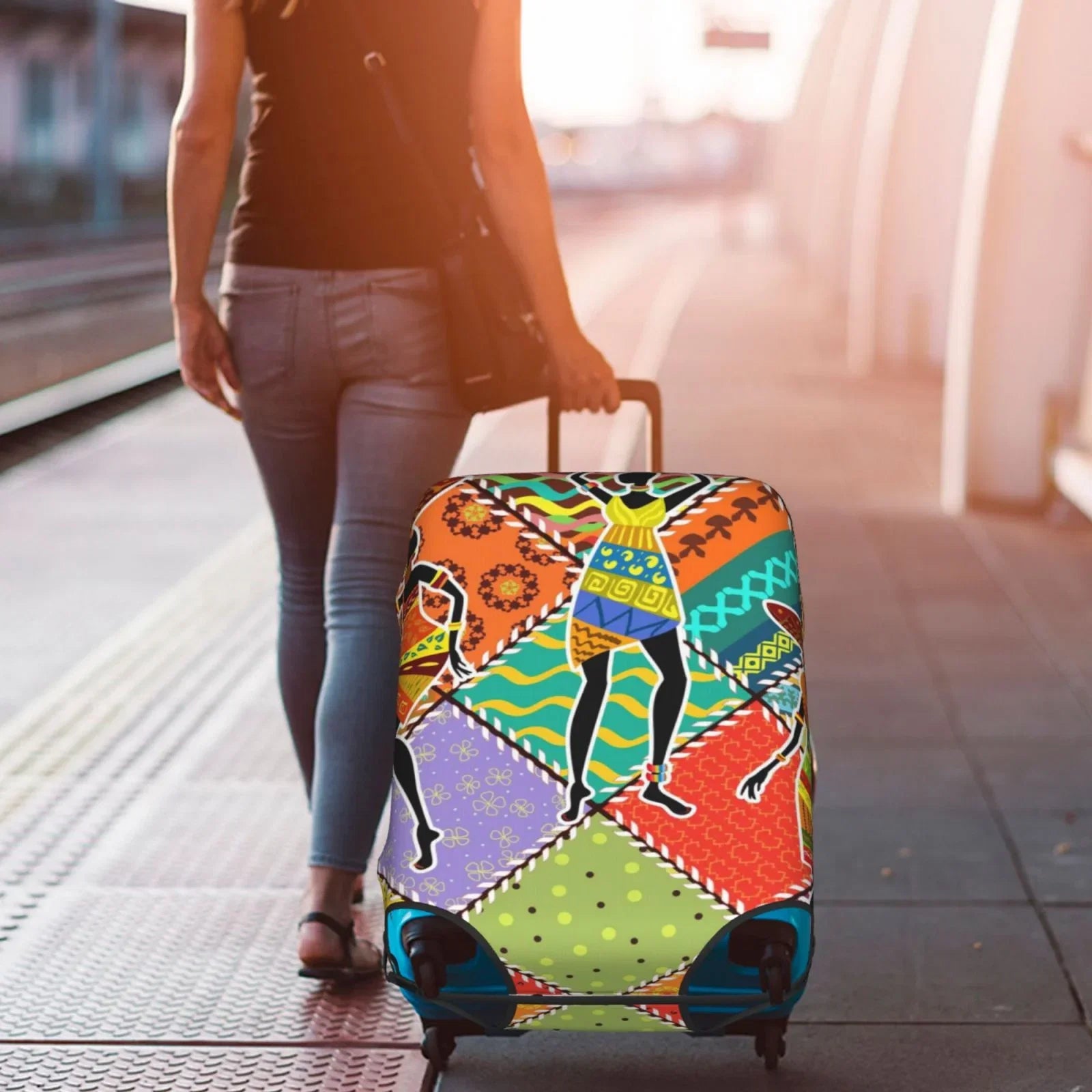 Suitcase Cover Kll Suitcase Protector- Womans Dancing African Cover Luggage