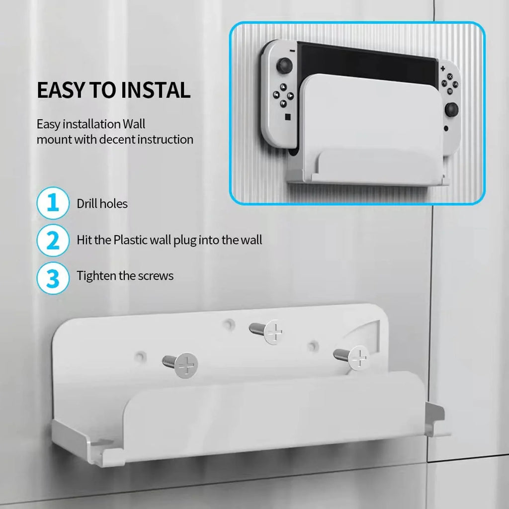 Accessories Switch Nintendo Con Store Console for OLED TV-White OLED, with Mount and Joy Mount Stand Behind Kit or Wall Shelf Switch Safely Metal Wall Switch Near Hanger,