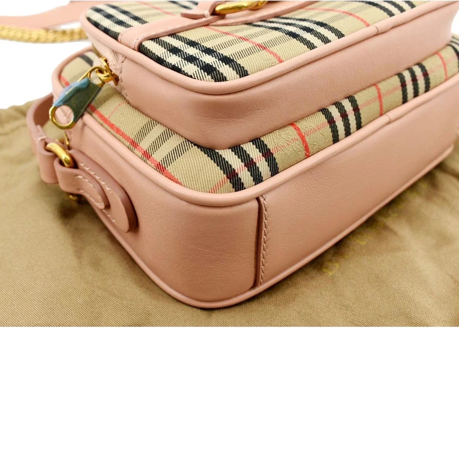 Knight Light Bag Pink Camera Check Link Crossbody BURBERRY Pre-owned 1983