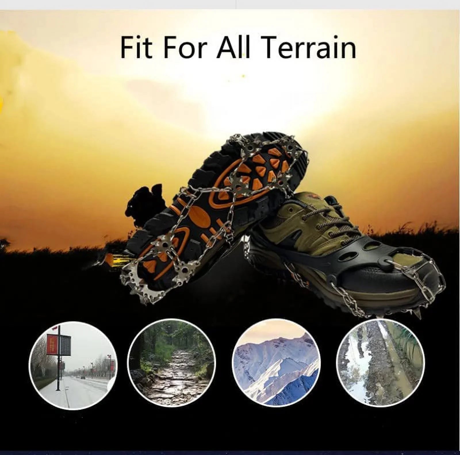 Boots Spikes Non Ice Steel Shoes, and Traction Slip Walking Cleats Crampons & Chains Micro Ice Walk Climbing, Fishing, Ice Hiking, for Shoe Snow Hiking Grips, Boot Stainless for