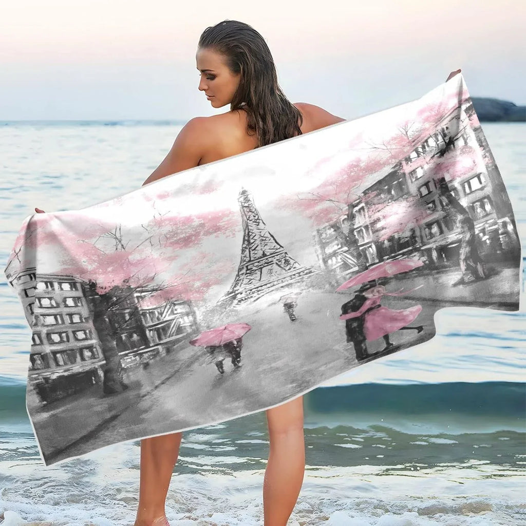 Paris Bestwell Bath Romantic Towel Lightweight Beach Towel Free Swim Blanket, Eiffel Oversized Pool Sand Tower Yoga Thin Shower Towel Dry Towel, Microfiber 30¡±X60¡± Quick Multipurpose