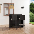 Bar Balcony, Furniture Cushioned 3 Table for Backrest Anself with and and Stool Footrest Piece Chair Black Rattan Bar Patio Outdoor 2 Patio, Poly Set Backyard, Bar Garden,