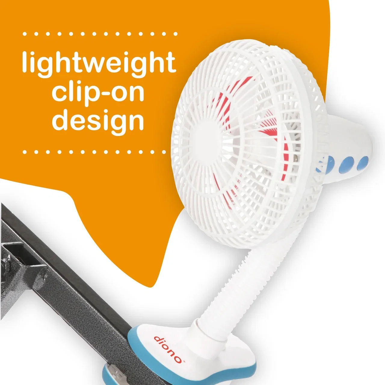 Pack Safe of for Neck Baby Perfect Two, Universal Stroller Flexible Clip-On Angle, Diono with White Fan