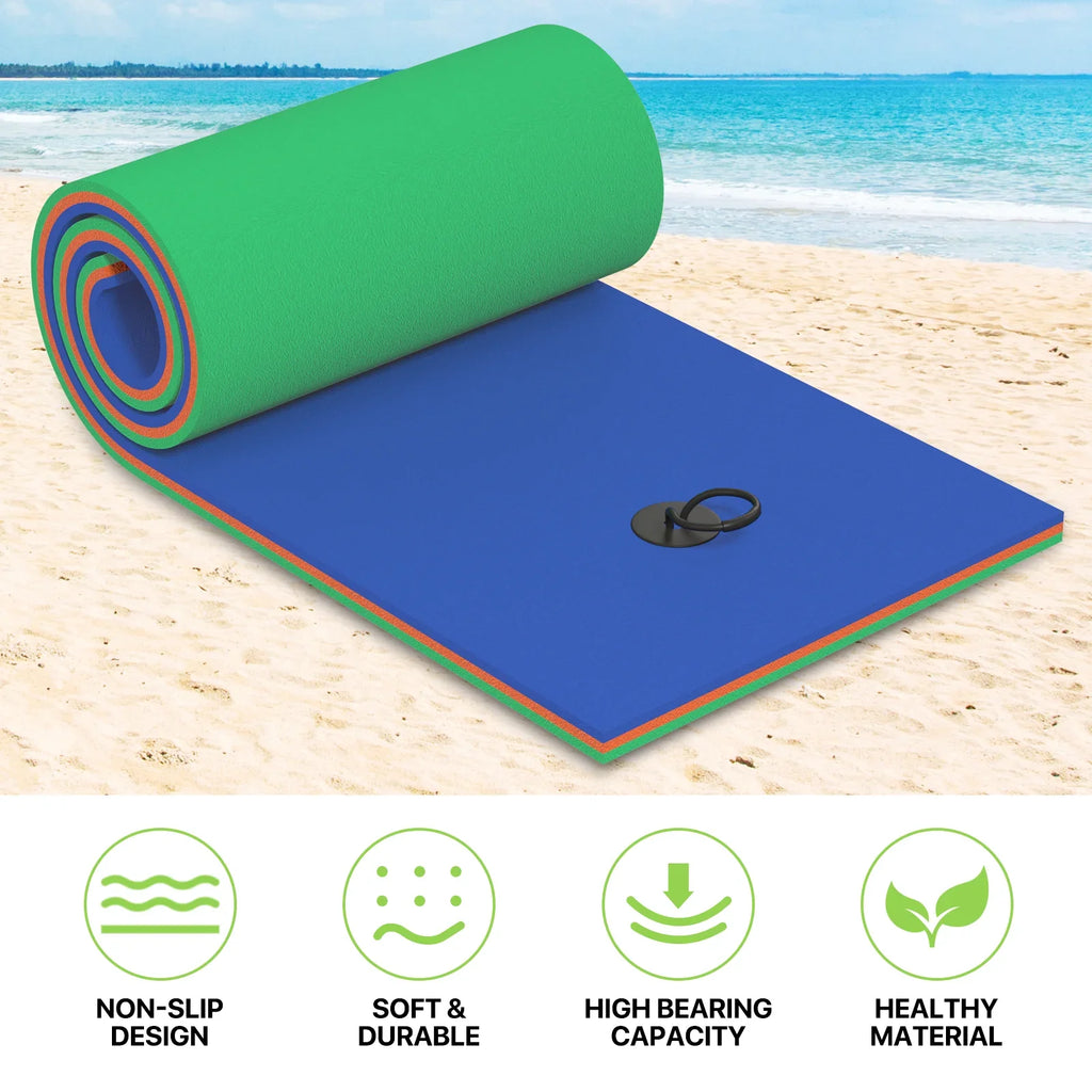for Pool Water Tear-Resistant 3-Layer Lake Water Outdoor Pad, Mat, XPE Foam Water Recreation Lily Blue Ocean Mat River 6x2ft Float Activities, Pad Magshion Floating Floating