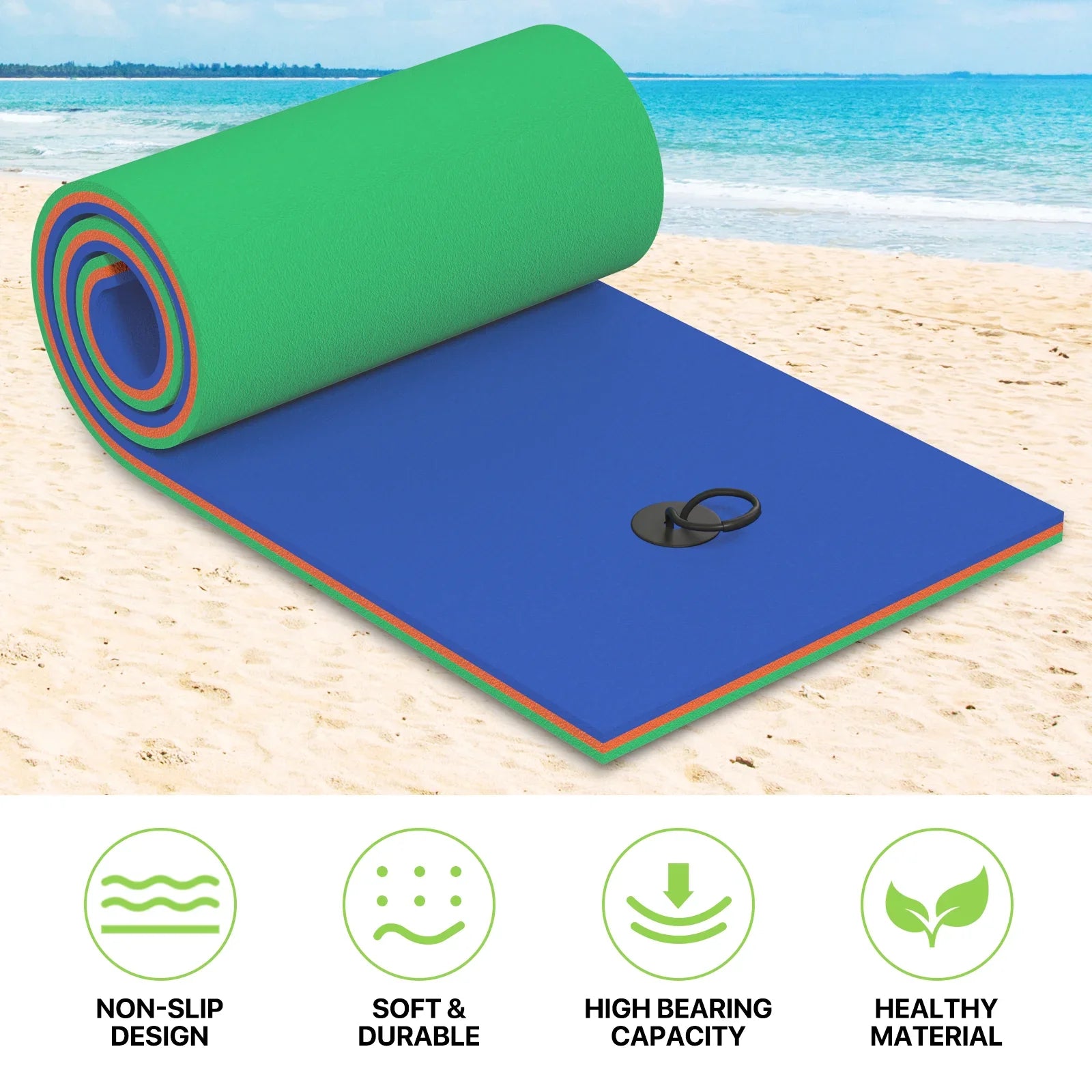 for Pool Water Tear-Resistant 3-Layer Lake Water Outdoor Pad, Mat, XPE Foam Water Recreation Lily Blue Ocean Mat River 6x2ft Float Activities, Pad Magshion Floating Floating