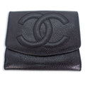 wallet Chanel black Pre-Owned skin CHANEL (Good) trifold caviar