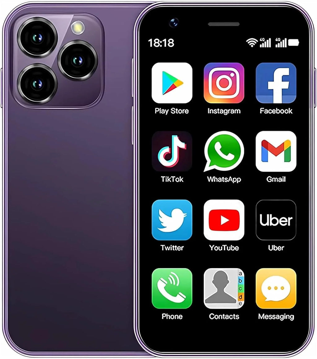 Smartphone for Kids Dual ROM Phone Phone Unlocked 10.0 Mini 2GB Smallest Mobile 3inches Broisae XS16 Phone 4G Phone Mini Android Cell World Mini Sim (Purple) 16GB Ram