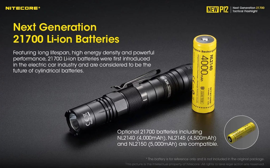 Offset Mount Pressure Cord, 1200 Nitecore RSW3 P12 and - USB Switch Lumens w/NL2150HPR Flashlight Battery, LED New Version