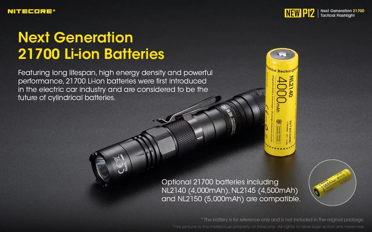 Offset Mount Pressure Cord, 1200 Nitecore RSW3 P12 and - USB Switch Lumens w/NL2150HPR Flashlight Battery, LED New Version