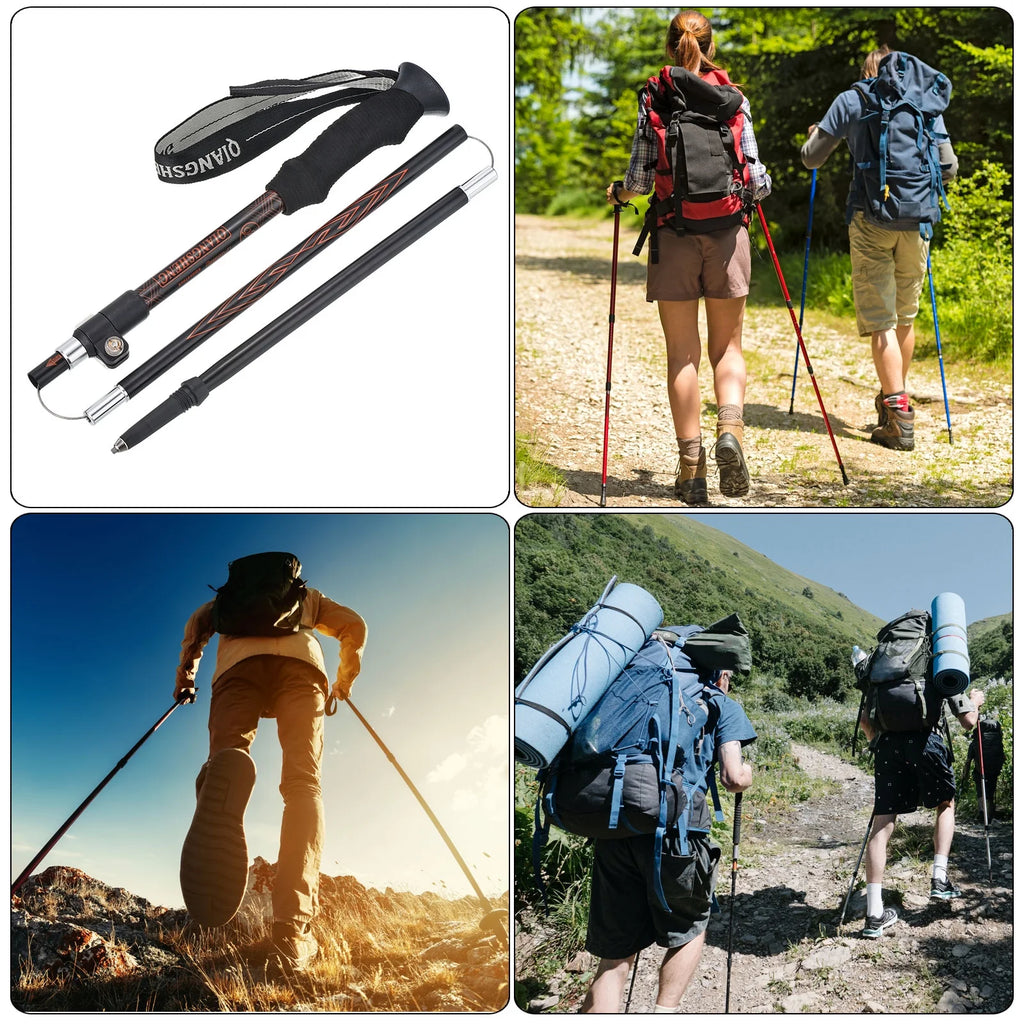 Poles, Hiking Telescopic Inch Collapsible Red Uxcell Pole Trekking 53