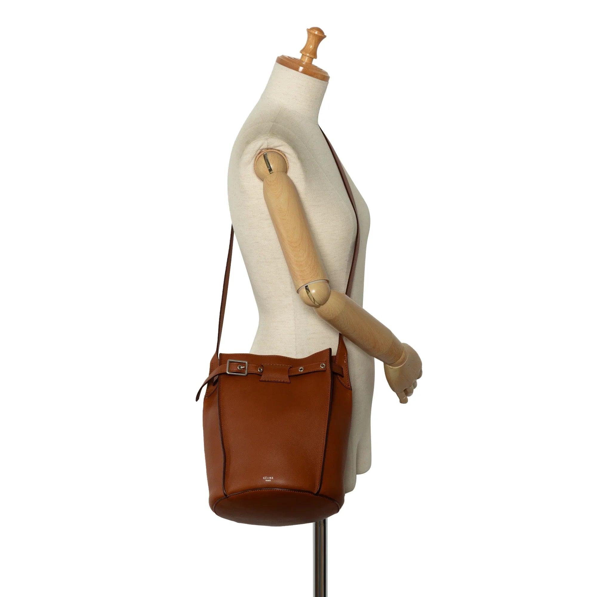 (Good) Bag DrawstringBag Unisex Bag Celine Calf Bucket Bucket Pre-Owned Big Brown Leather Authenticated