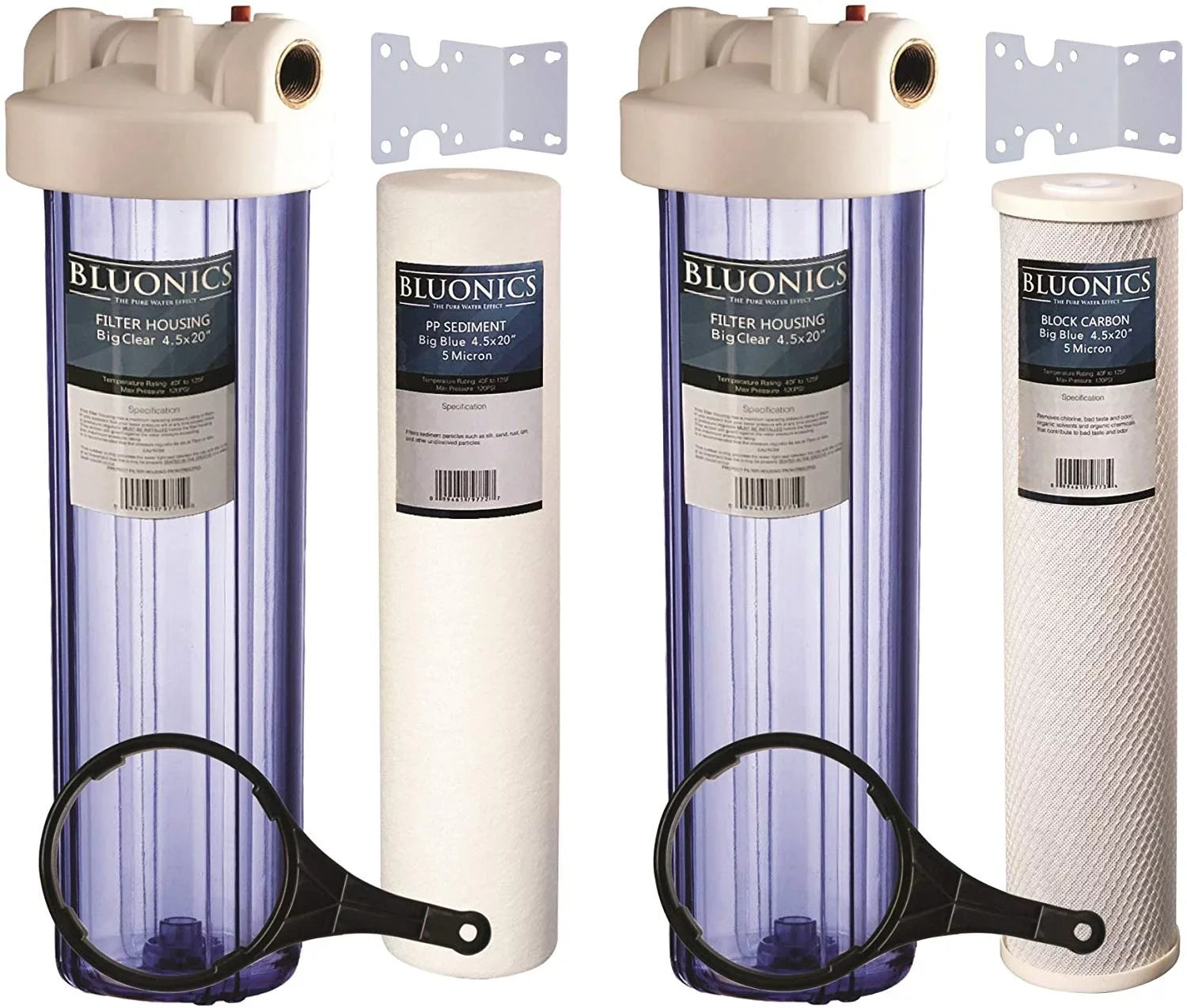 & Filters Blue Housings House Two w/Sediment Whole Clear 20" Big Carbon Transparent Water Blue with