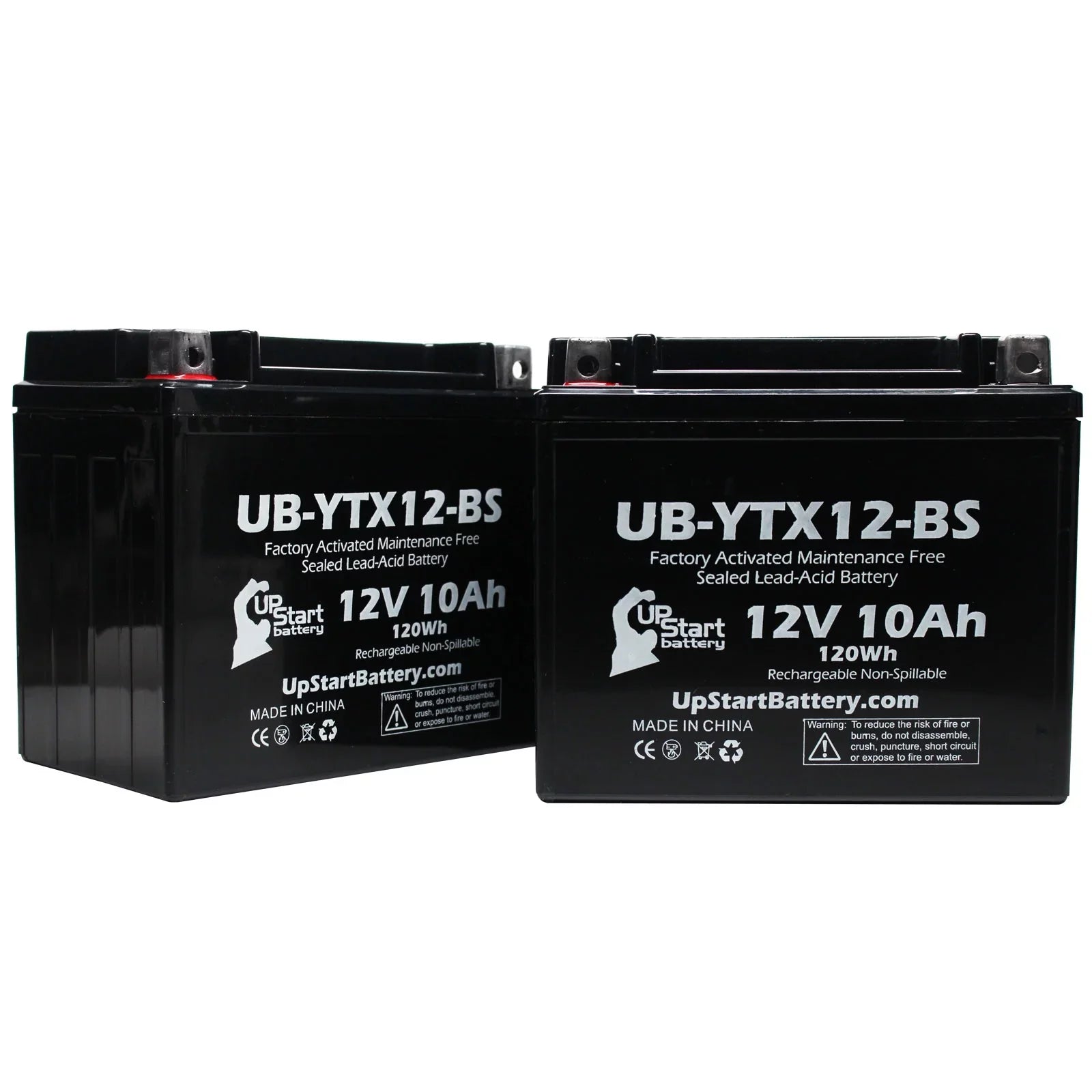 UB-YTX12-BS Motorcycle Battery - CC 1000 10Ah, UpStart Suzuki Factory Activated, GSX-R1000 Replacement 12V, Free, 2001 Maintenance Battery 2-Pack
