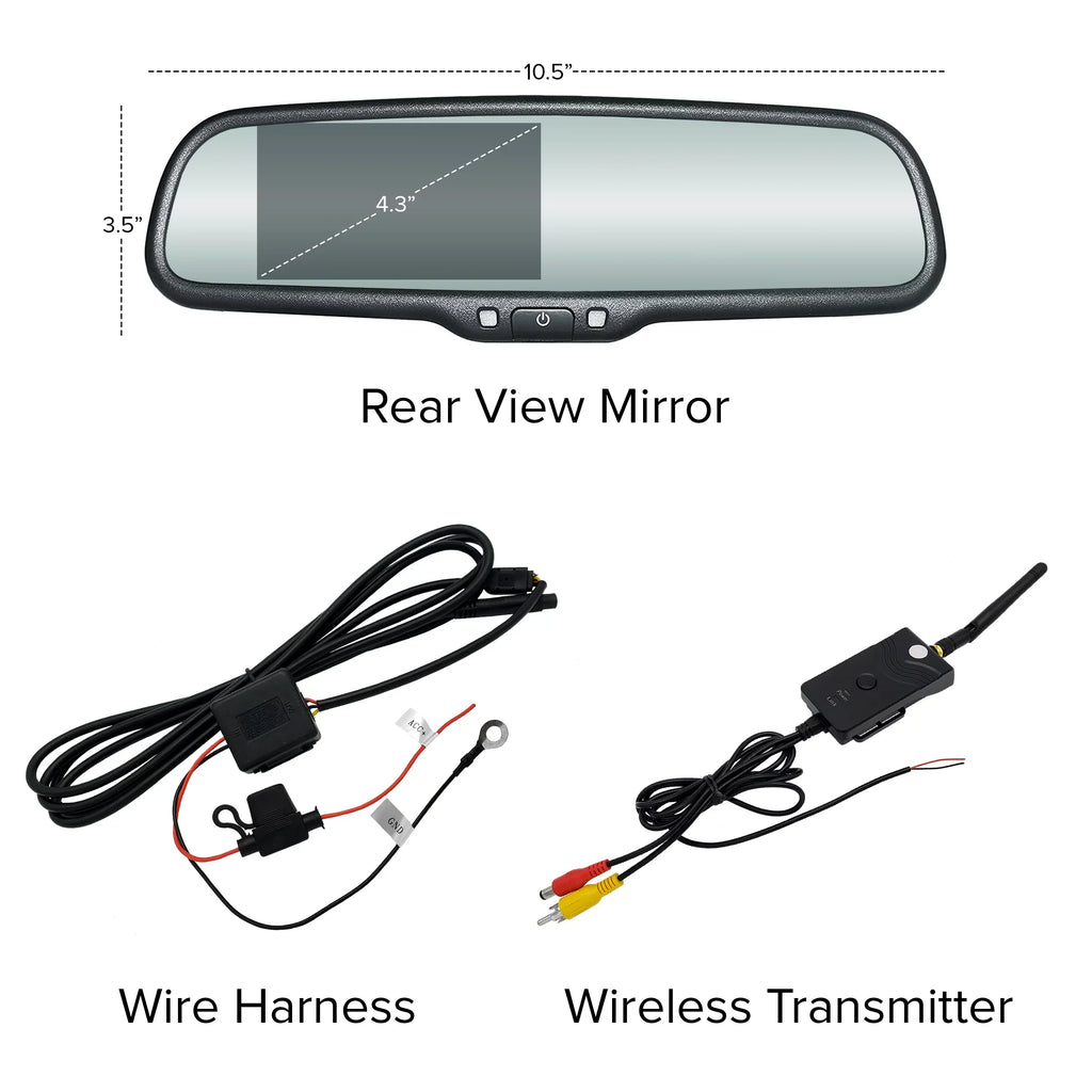 Mirror OEM Cars Fit LCD Mount | View Transmitter & 4.3" Tailgaters for Wireless Master Rear Universal with Screen