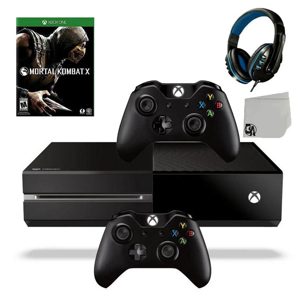 Like Controller 500GB One AXTION With Console New) Xbox Included Pre-Owned Mortal Gaming BOLT Kombat Headset Game Microsoft Bundle Original X Black 2 (Refurbished: