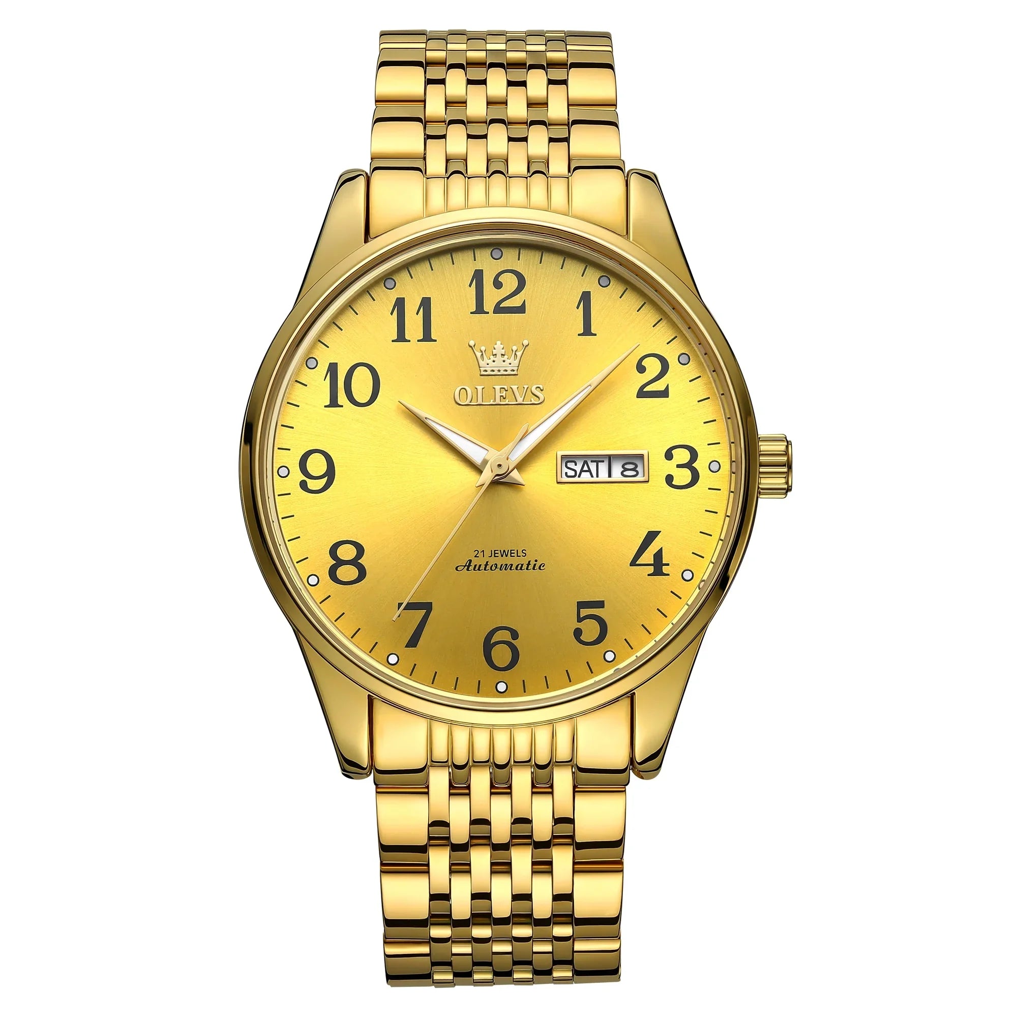 OLEVS Dial Numerals for Hombre, Watch Arabic Men Winding for Male Self Adult Gifts Men, Easy Face Waterproof Gold Reader Wristwatch Para Large Reloj