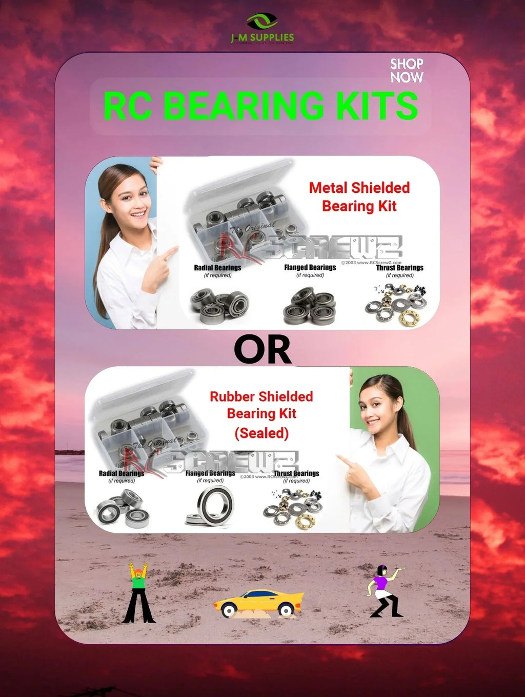 Bearing Metal - for RC DESC410R/V2 RCScrewZ Set Kit Team durg004b Complete Shielded Durango Car