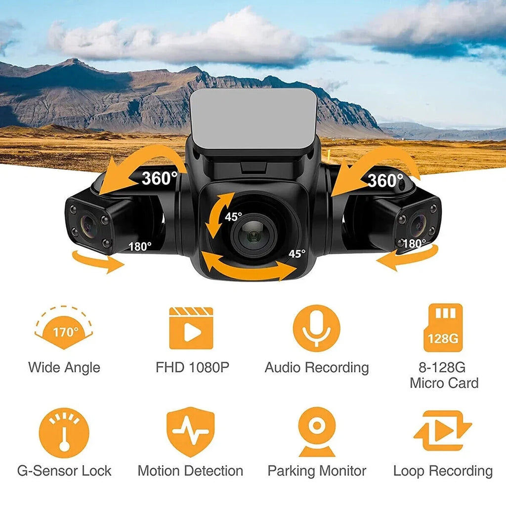 Vision and Left, HD Rear Channel Front, Rear, 3 Night Cam Driving Recorder Front and Car Inside, Cameras Right Dash 360¡ãPanoramic