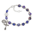 Links Mcvan Blue Flower Adjustable Bracelet 7-8.5 Crystal & Beads BR357 with in.