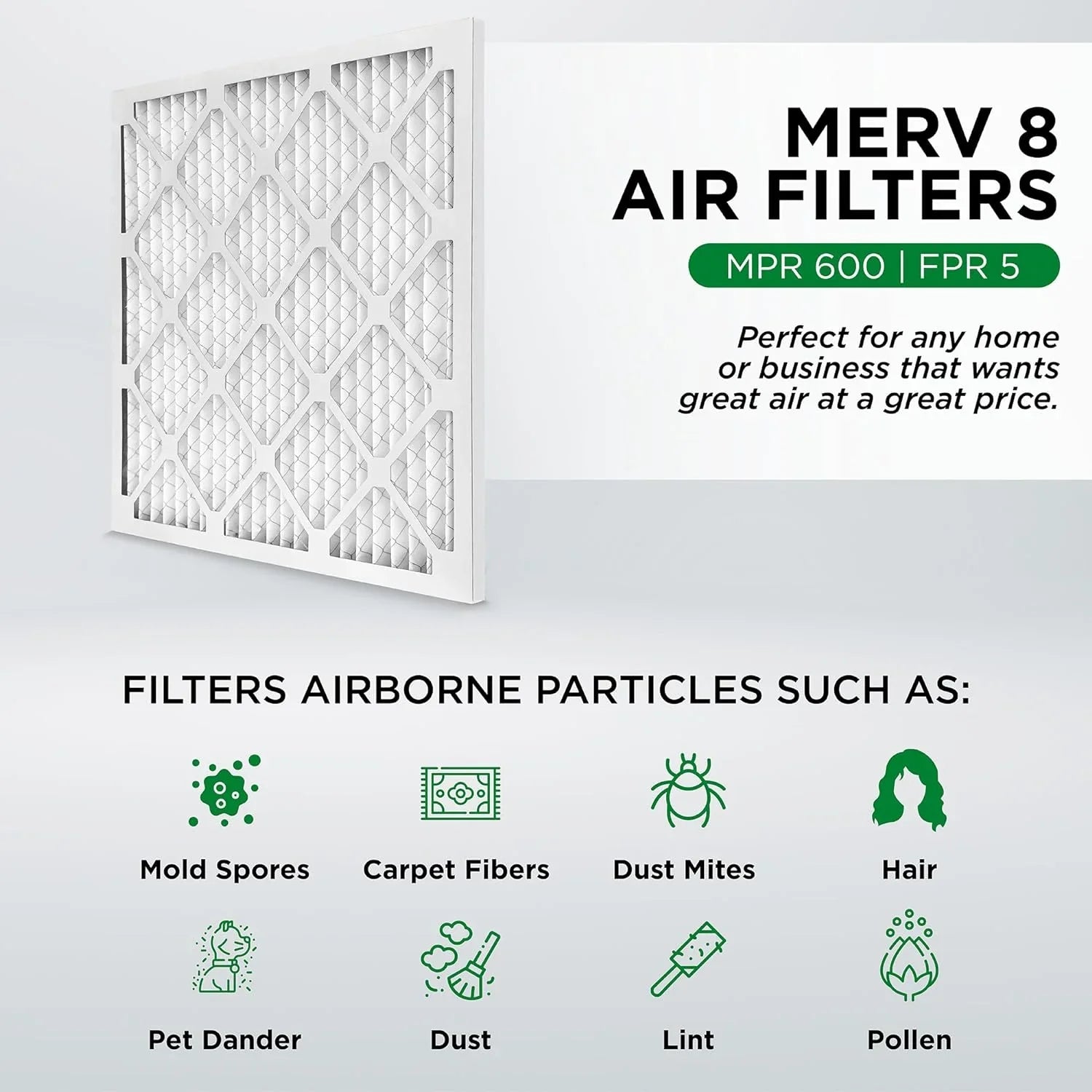 12. MERV Pamlico. Case 2'' Size: X Air By X 8 Of 20X25x2 Filters 1-3/4, HV 24-1/2 White 19-1/2 Pleated Furne