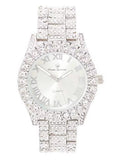 Hop - Fully (Shiny Charles Blinged Numerals Colorful Hip ST10327 Big Dial with Rocks Single Out Out Silver) RN Iced Roman Raymond Wristwatch Silver Mens
