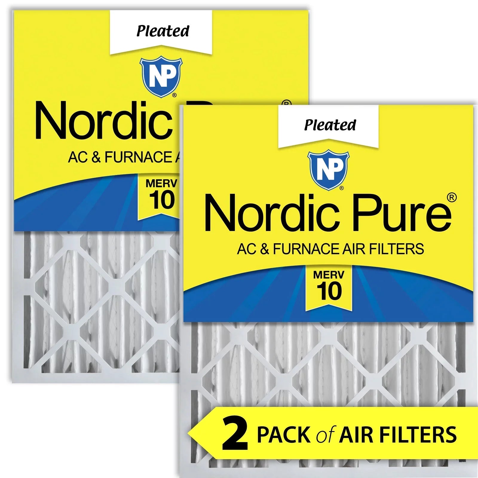 Filters 10 2 Pleated Pure 20x25x4 (3 Nordic Pack 5/8) Air MERV
