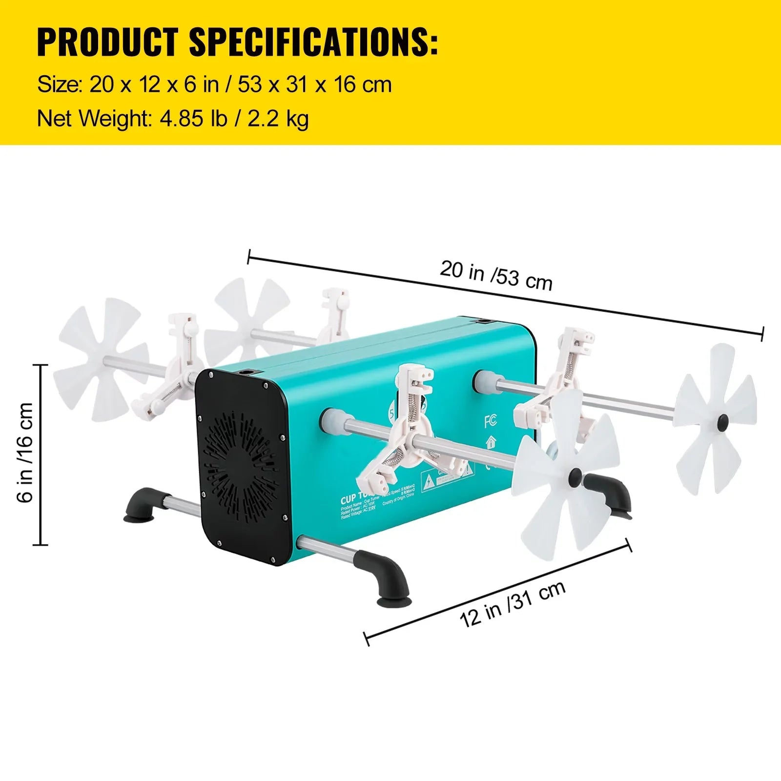 Epoxy and 4 Independent for 4 Multiple Tumbler, Arms, Motor, Turner Crafts with DIY Rotator BENTISM Cup Crafts Machine Glitter Switches Adjustable Speeds Removable Kit Spinner 2 Tumbler for 4 Mute