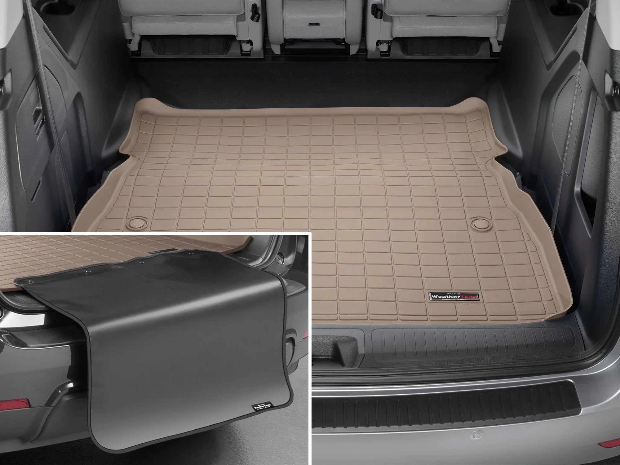 with Honda 2nd Trunk Seating Liner With Bumper Protector Tan compatible 2018-2024 WeatherTech with Odyssey Behind Cargo Bumper Row - Protector,