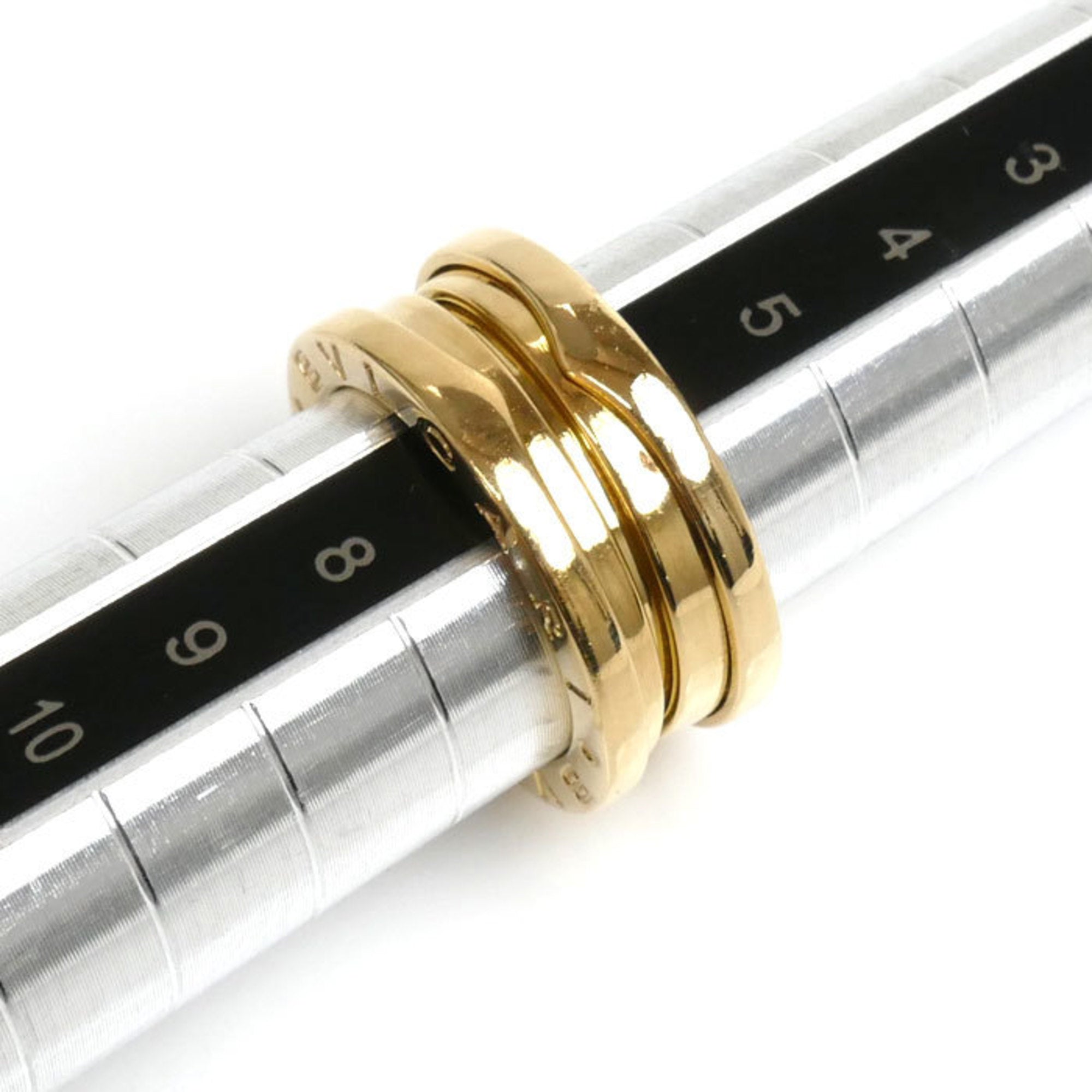 Bvlgari Pre-Owned Ring, Three-Band Gold Women's Yellow BVLGARI B-ZERO1 7.7g, (Good) K18YG 47, Size 6.5,