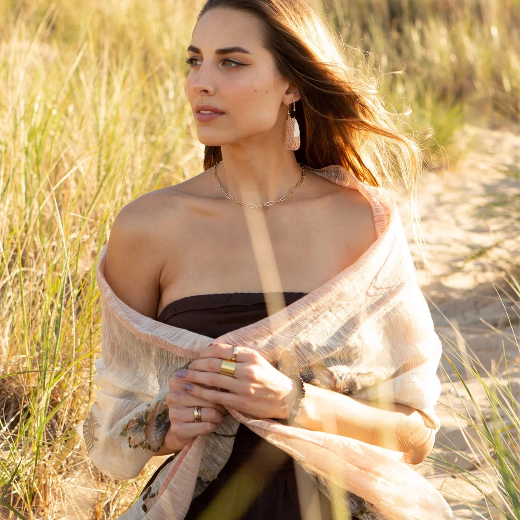 Silk Cream Scarf and Aventura in and Byron Pink Sidney Cotton